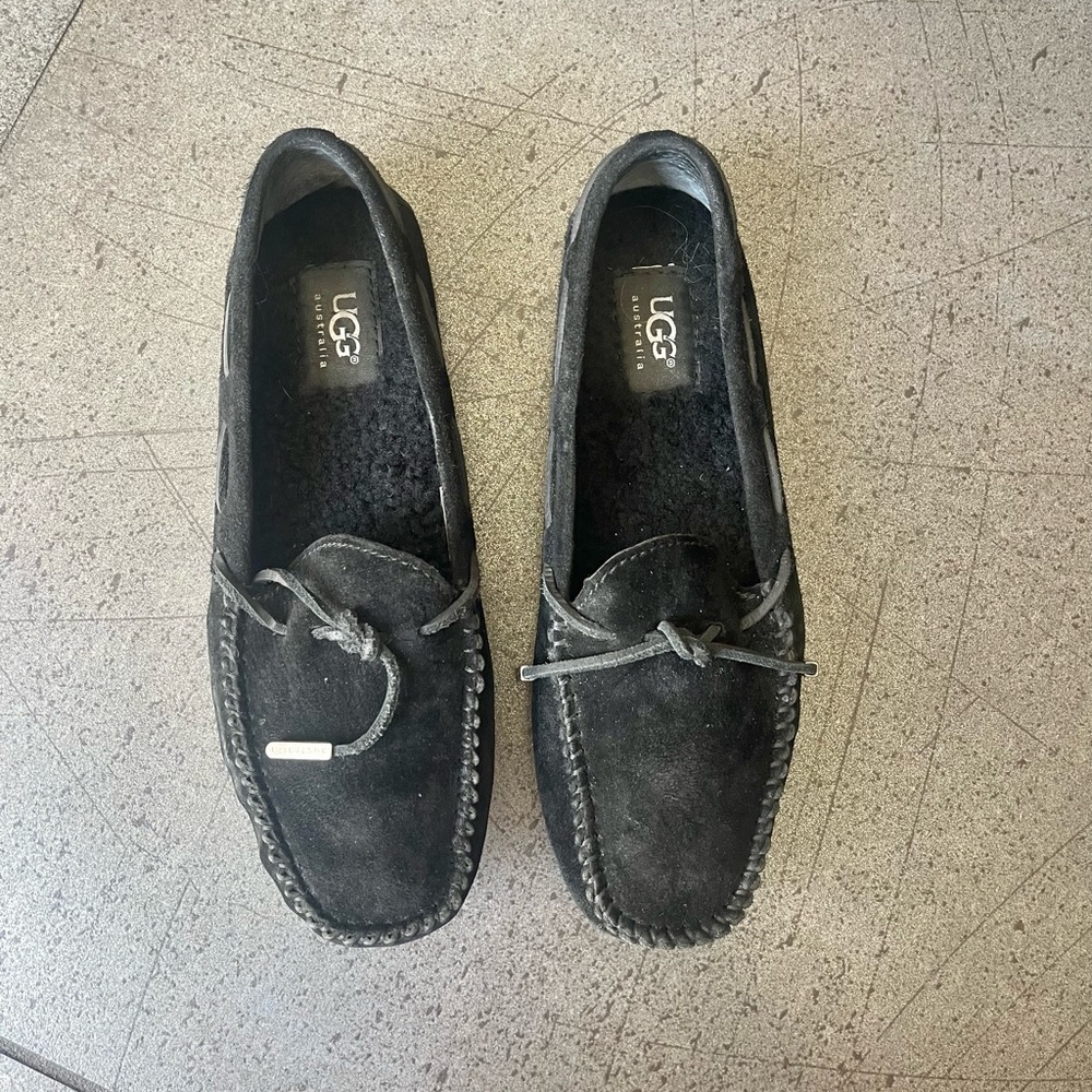 US size 6 black UGG wool lined loafers